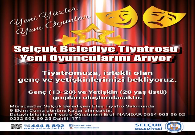 Selçuk Belediye Tiyatrosu yeni yüzlerini arıyor